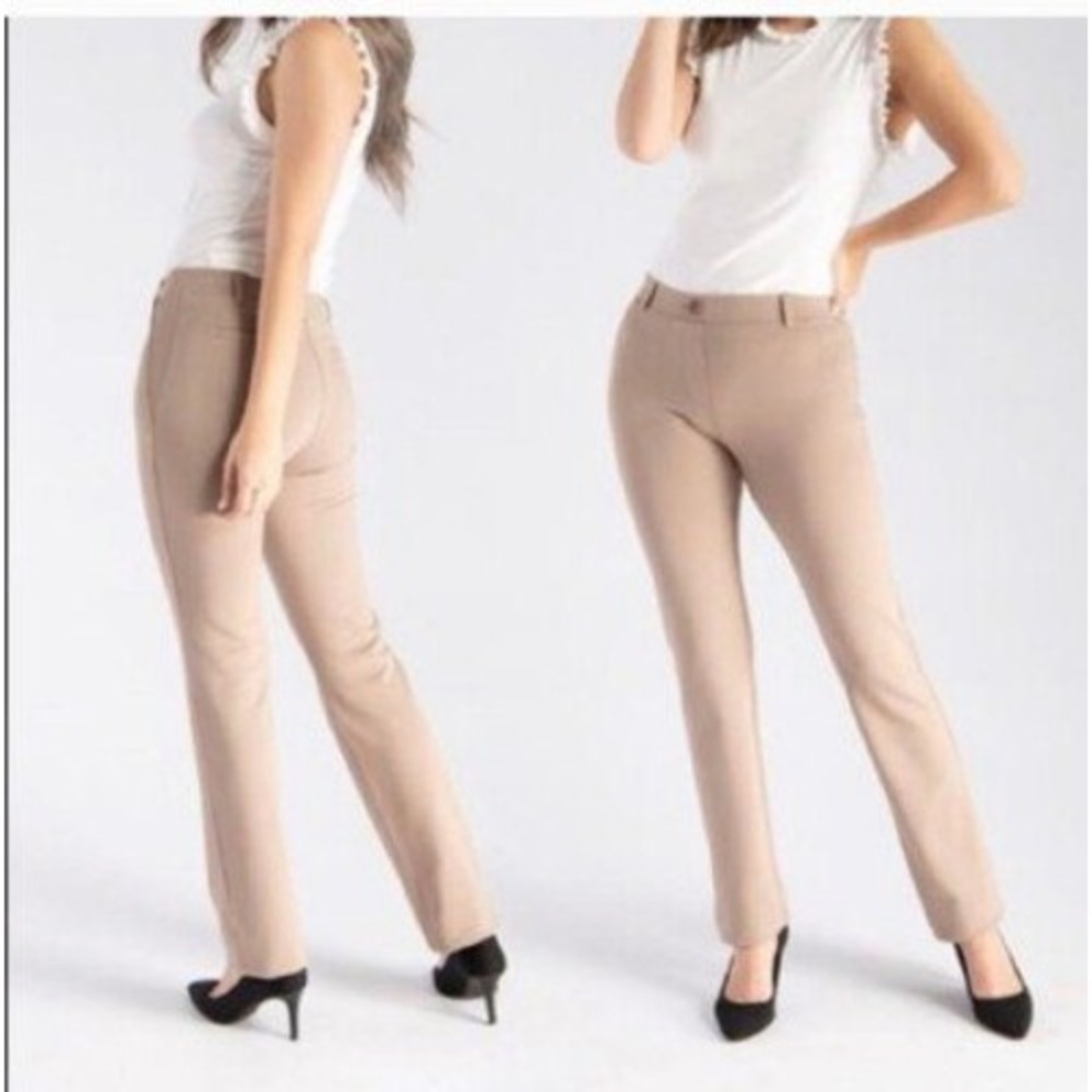 Betabrand Pants Womens Medium Dress Pant Yoga Pant Straight Leg Khaki Tan
